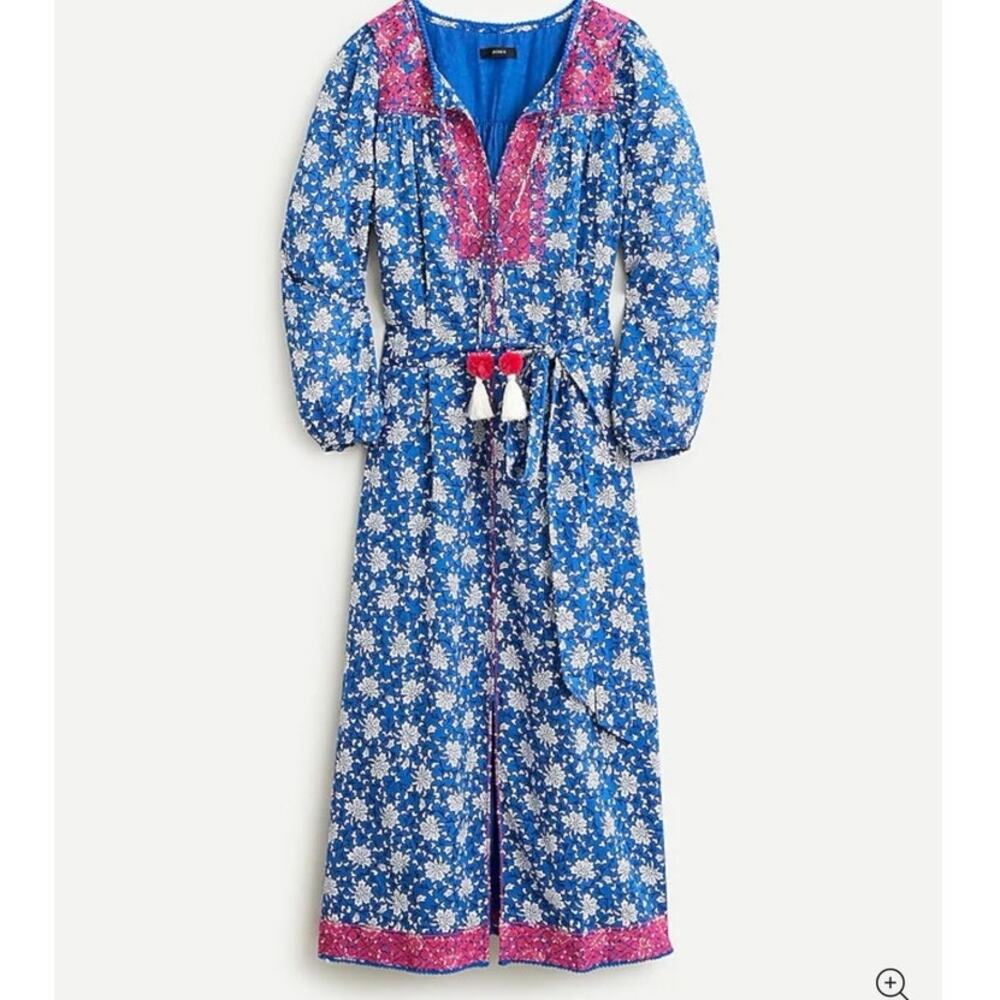 J. Crew Embroidered Tunic Dress Night Sky Block Print Medium NEW